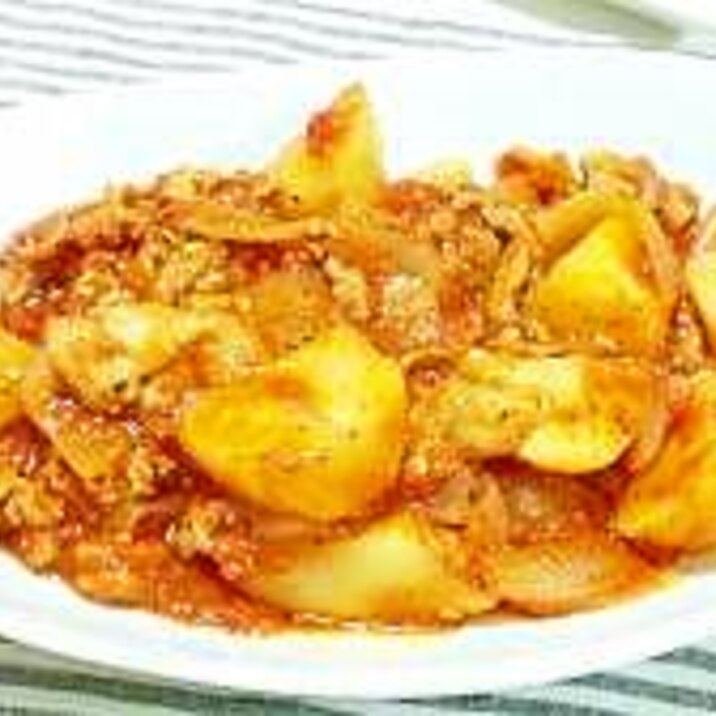 簡単!豚肉とじゃが芋のトマト煮込み
